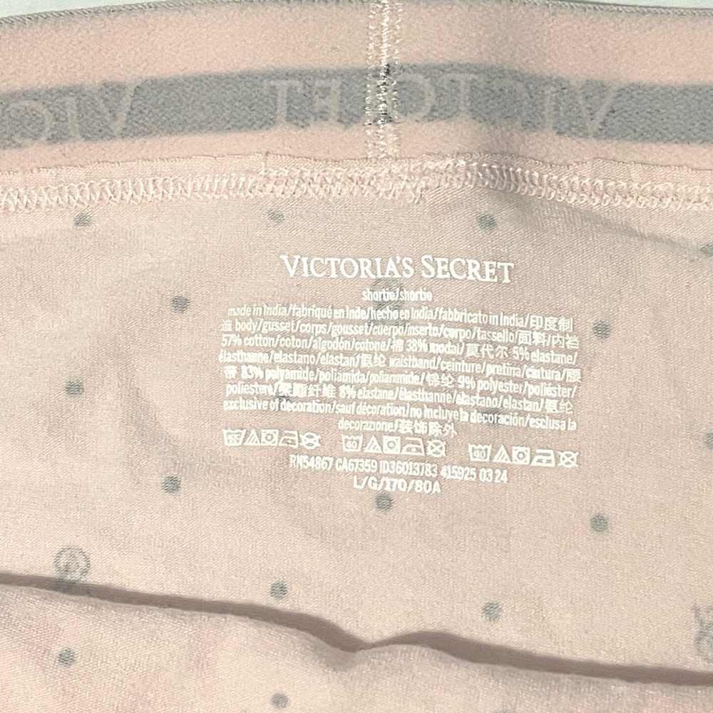 NWOT Victoria's Secret Shortie Panties L Cotton Blend Pink with VS Logo Dots - Picture 4 of 7